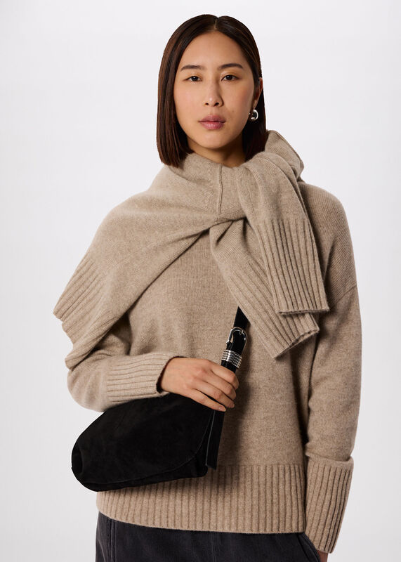 Black Ring Detail Suede Bag