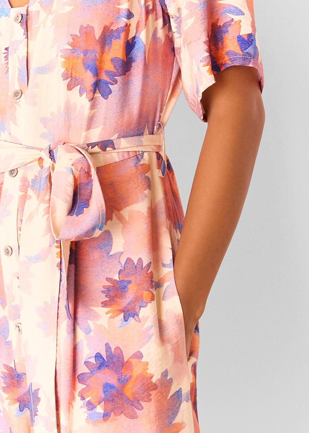 Petite Floral Button Front Jumpsuit