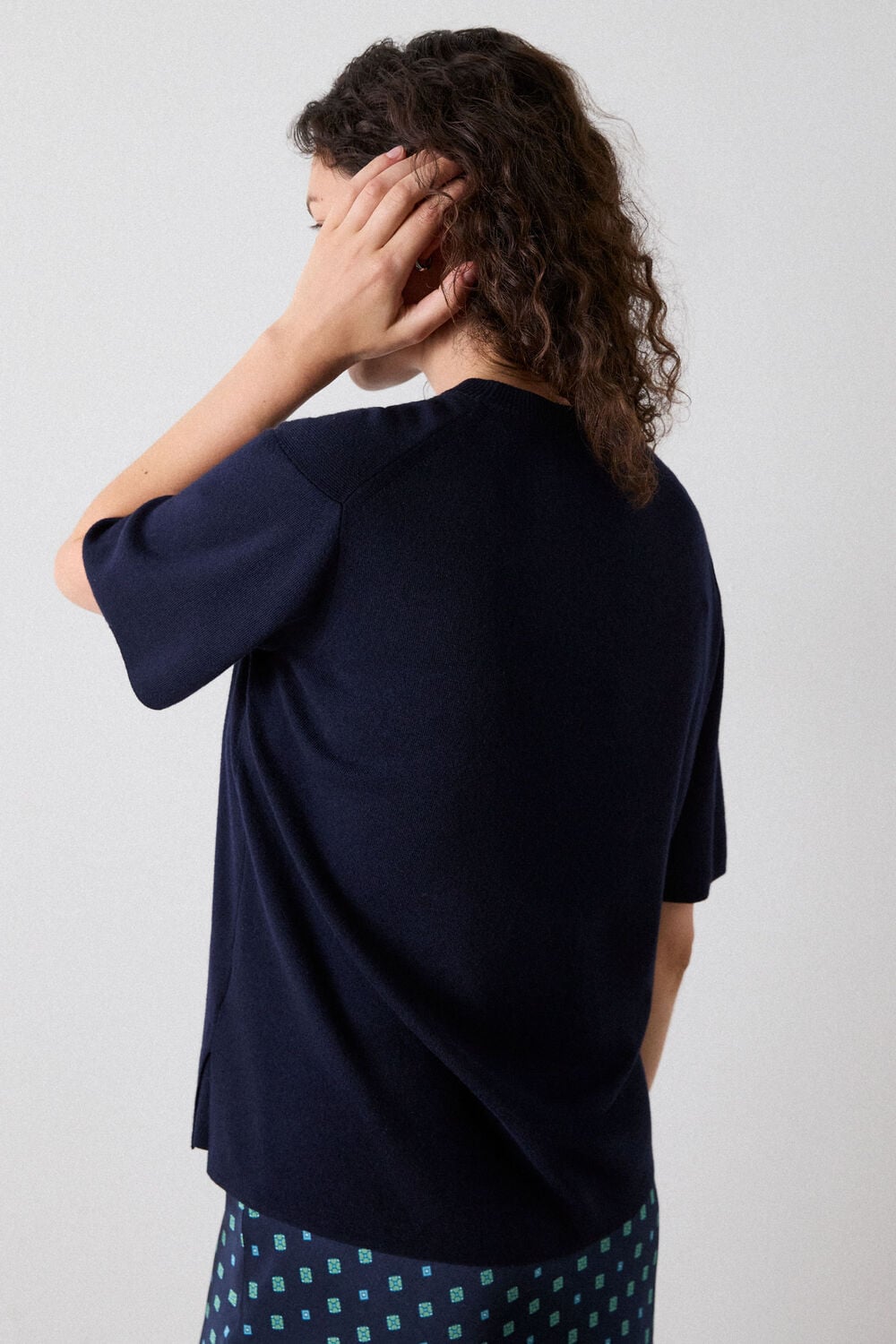 Navy Fine Knit T-Shirt