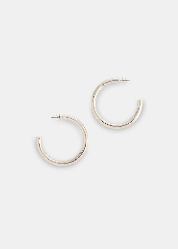 Silver Tubular Large Hoop