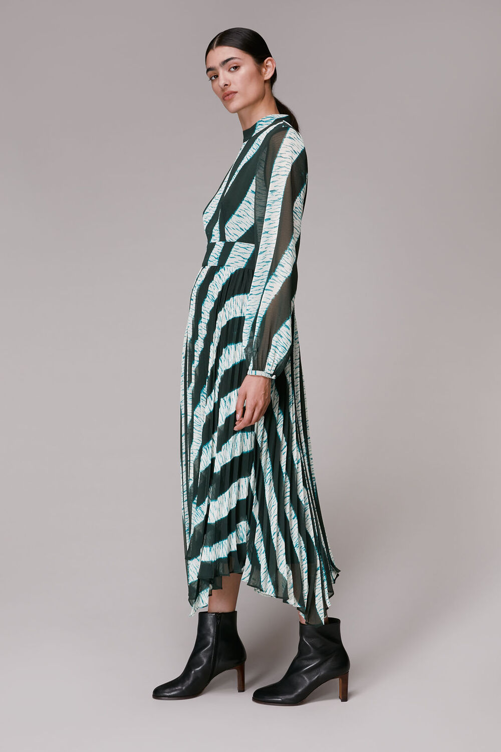 Shibori Print Pleated Dress