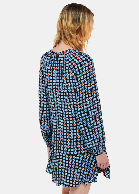 Blue Floral Dot Flippy Dress