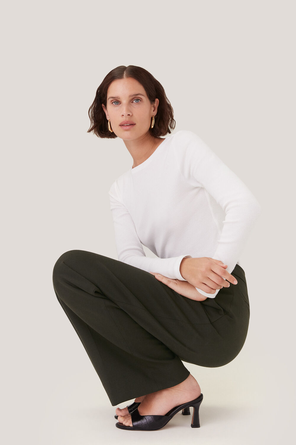 Dark Green Natalie Wool Blend Trouser