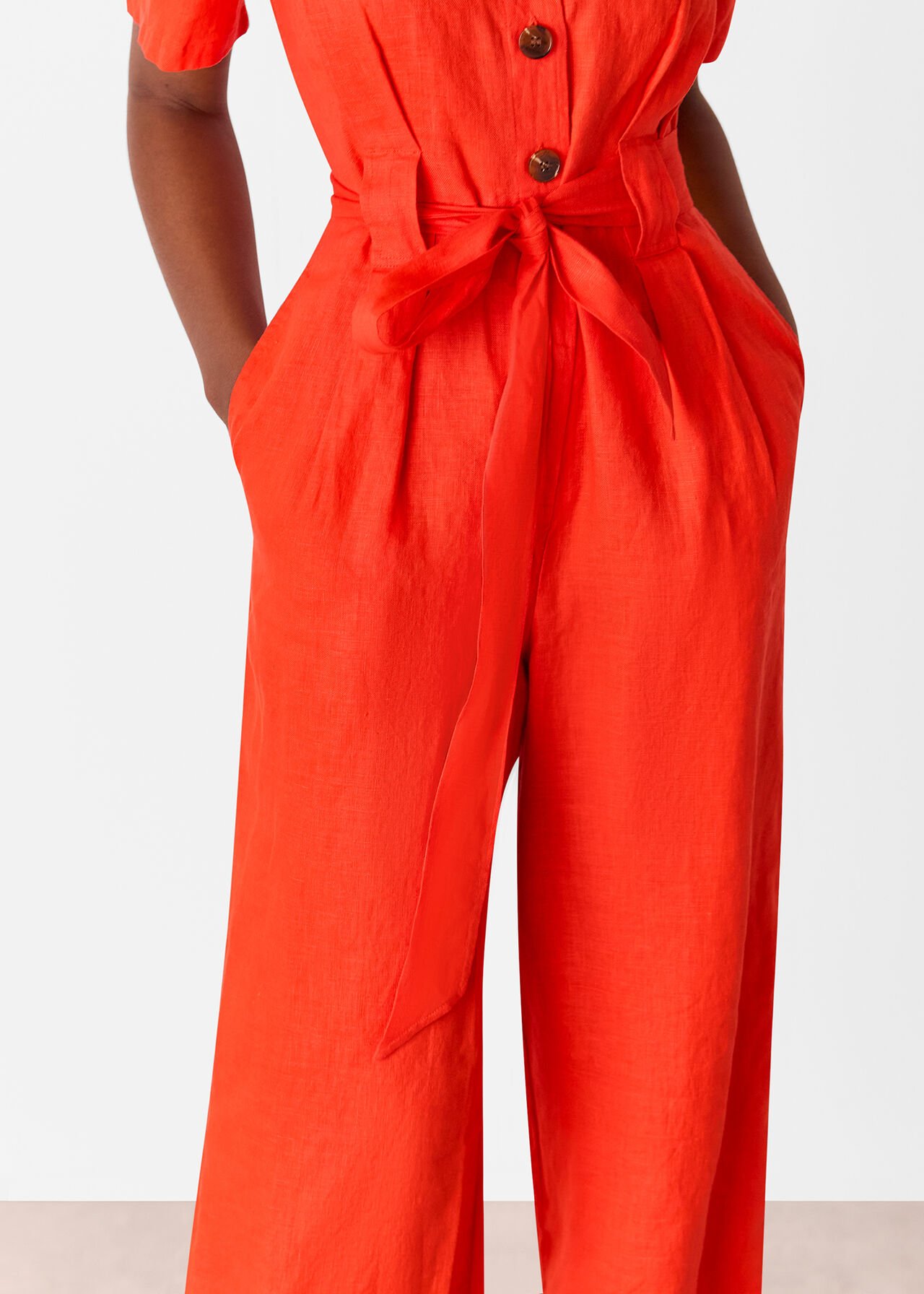 Petite Fiona Linen Button Jumpsuit