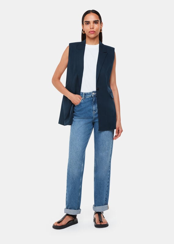 Navy Joss Sleeveless Blazer
