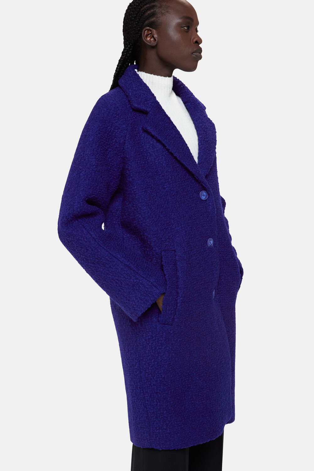 Blue Anita Wool Boucle Coat