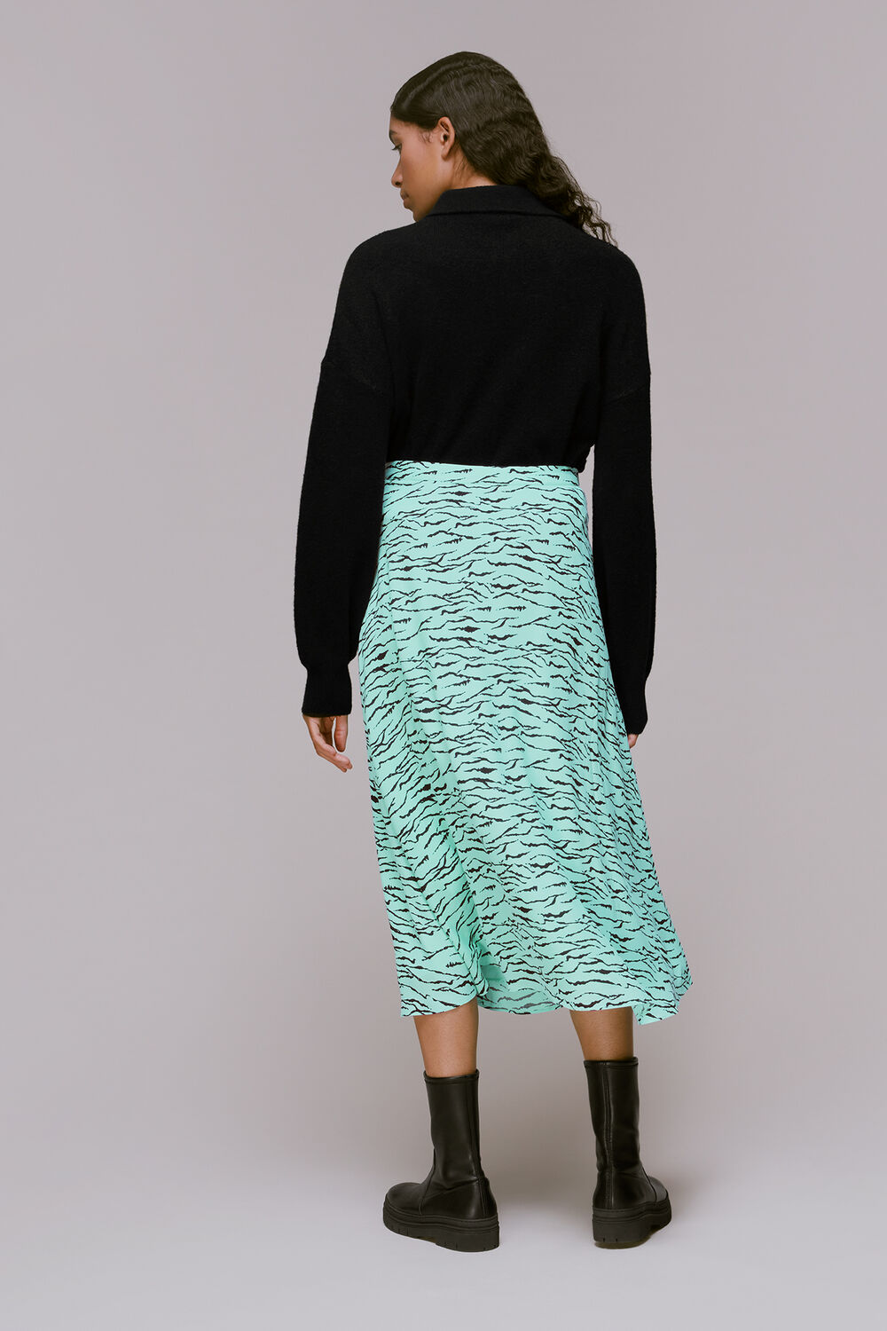 Tiger Print Button Front Skirt