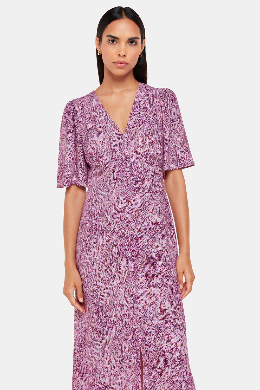 Pink Diagonal Snake Midi Dress