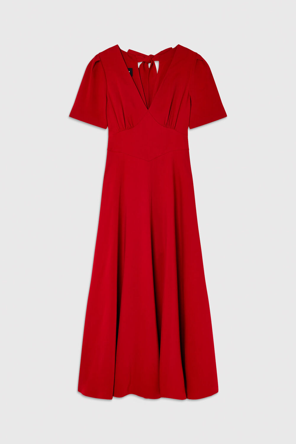 Red Panel Detail V Neck Maxi Dress