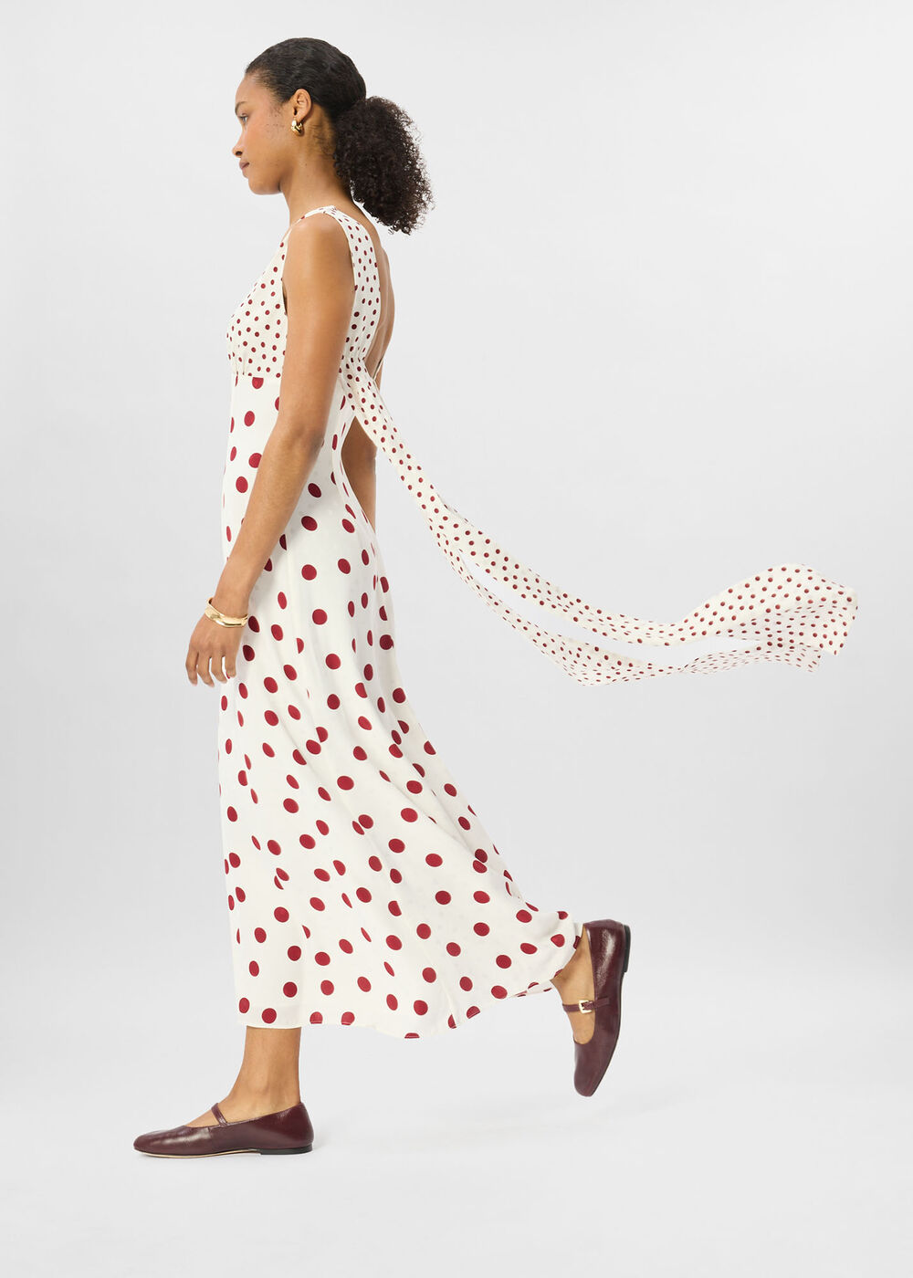 Jacquard Spot Scarf Back Dress