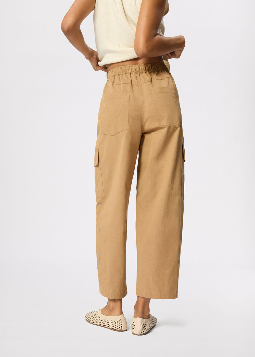 Petite Utility Cotton Barrel Trouser