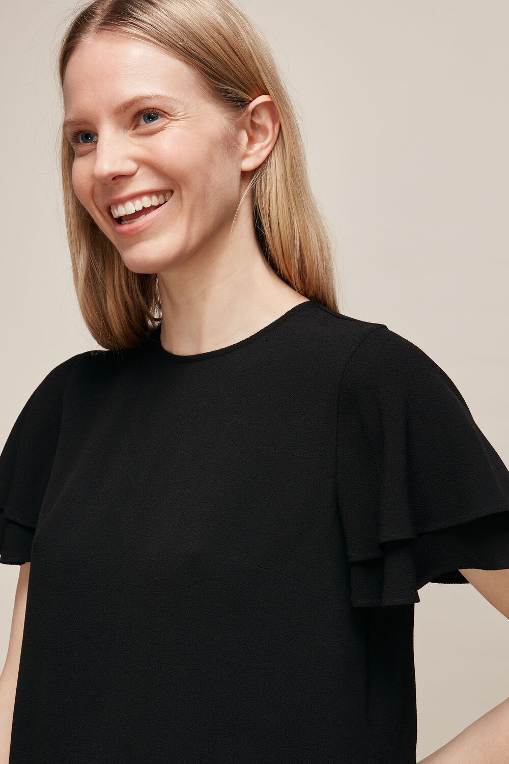 Black Frill Sleeve Shell Top
