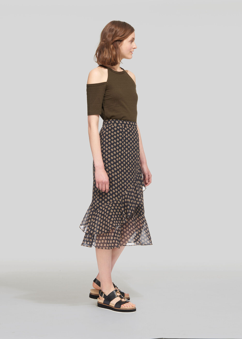 Cold Shoulder Top Khaki