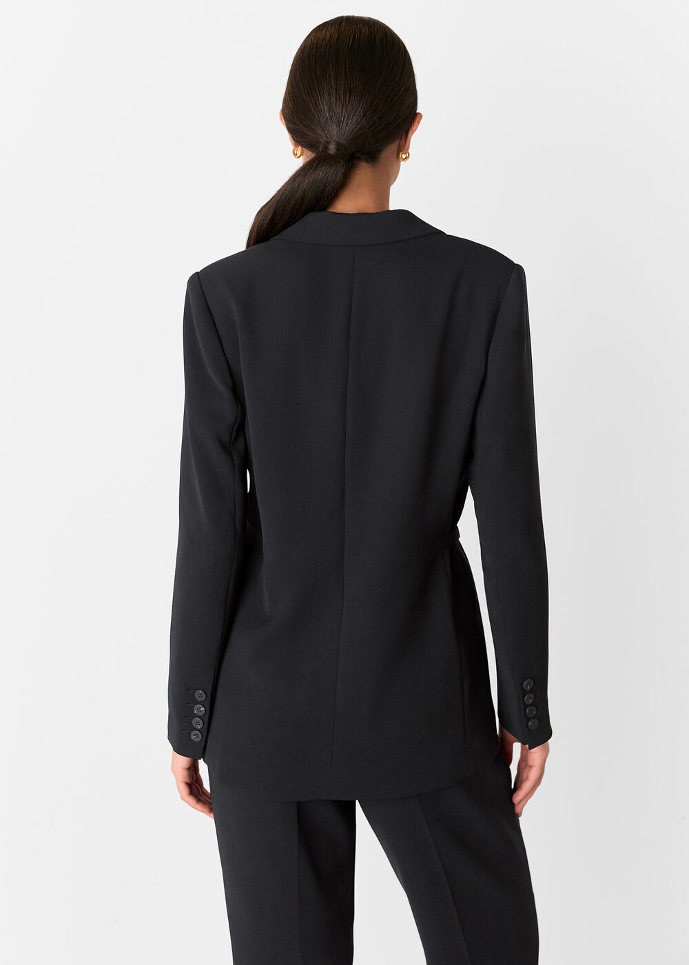 Black Corinna Belted Crepe Coord