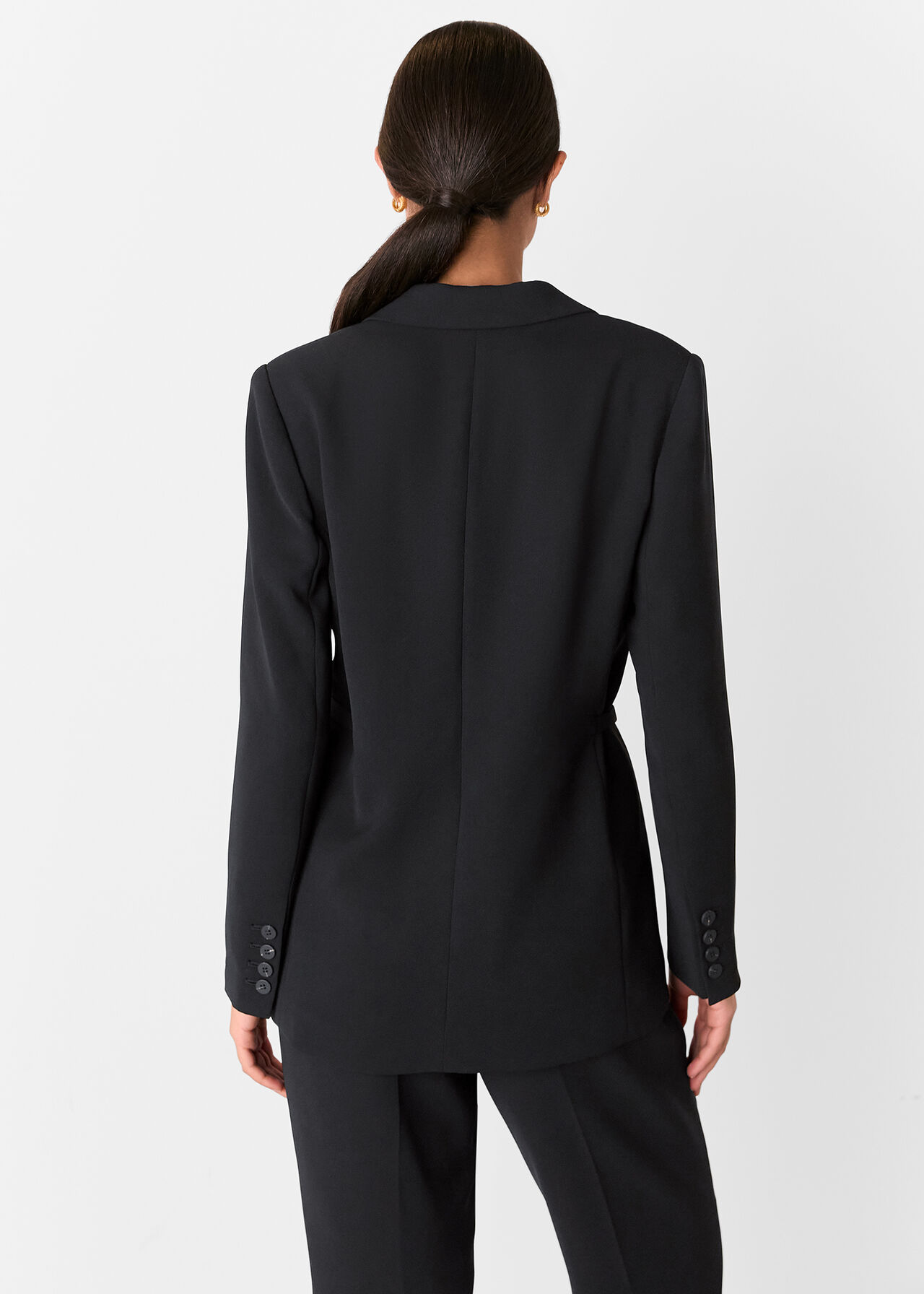 Black Corinna Belted Crepe Coord