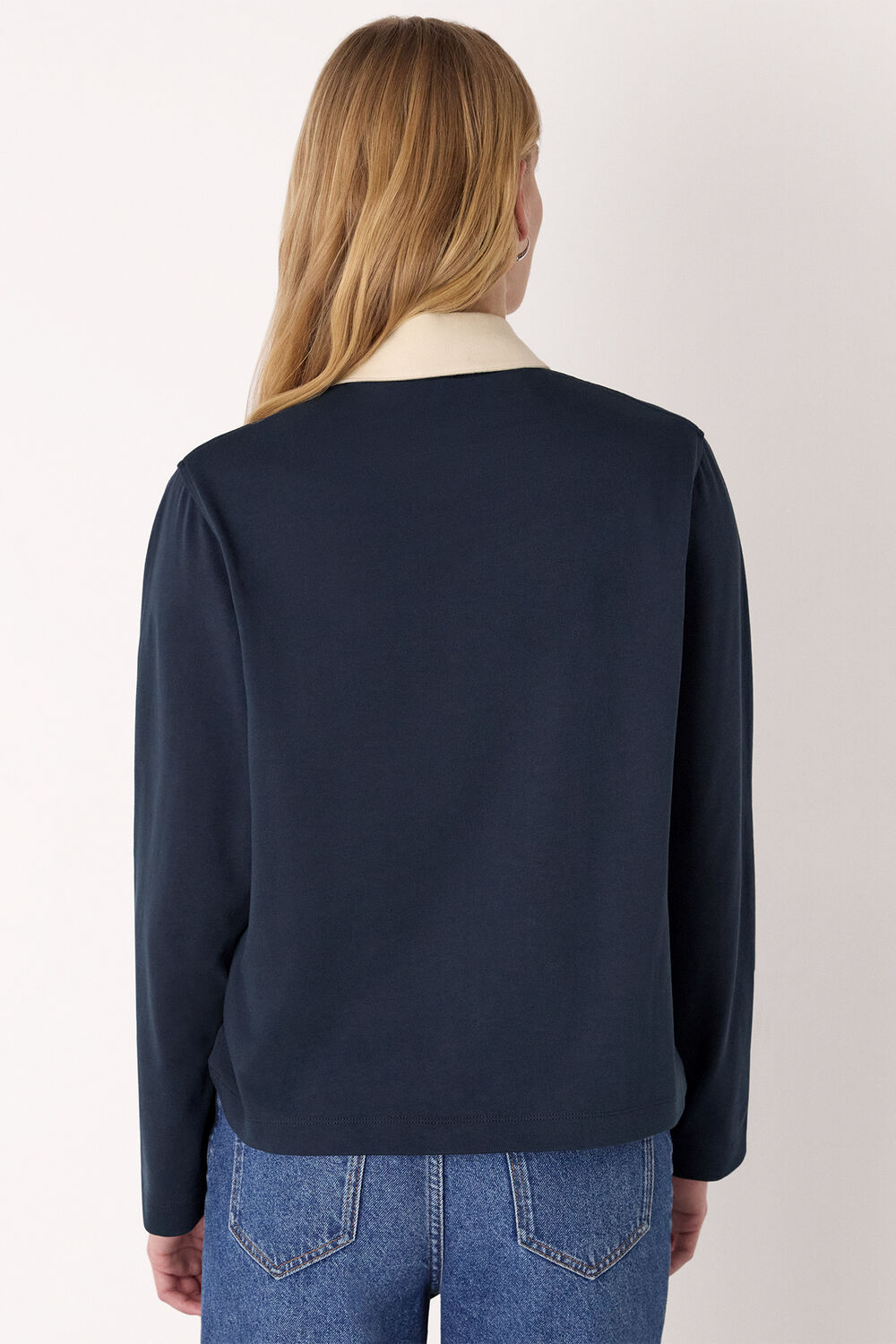 Navy Contrast Collar Polo Shirt
