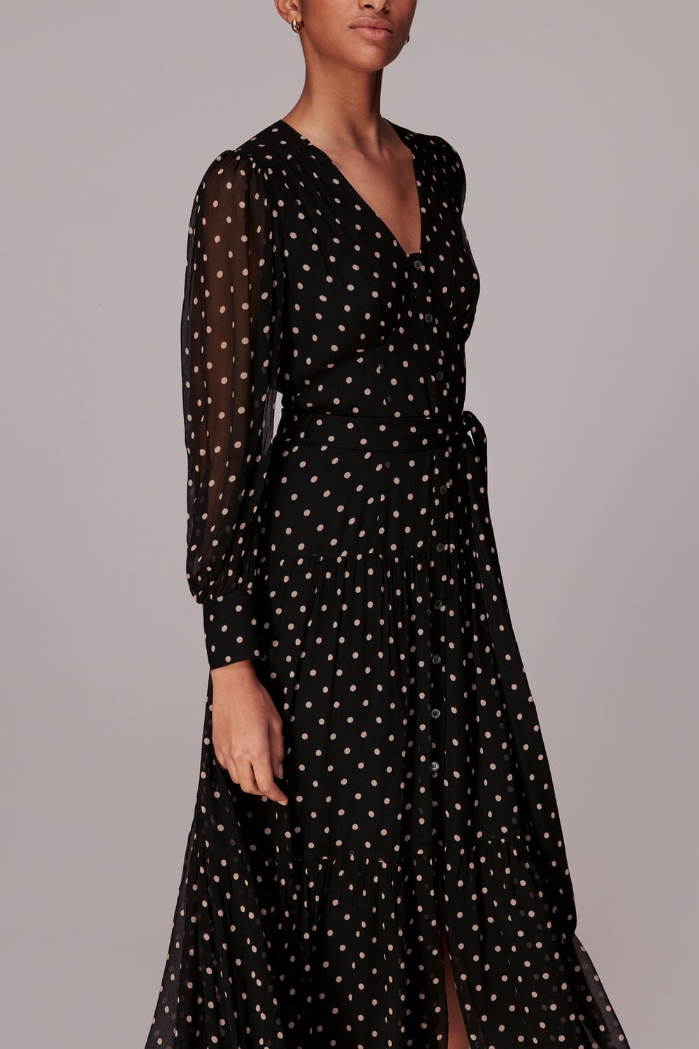 Spot Textured Midi Dress