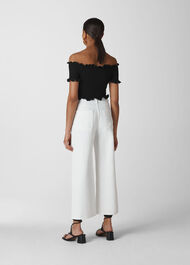 Smocked Bardot Top Black