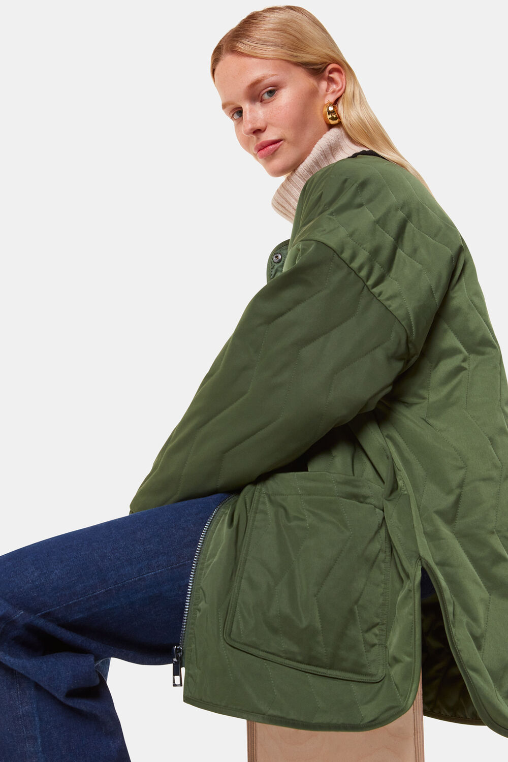 Khaki Esther Quilted Coat