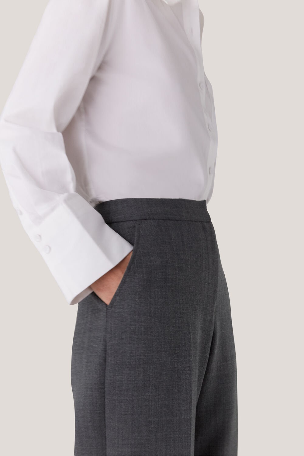 Grey Marl Natalie Wool Blend Pants&nbsp;