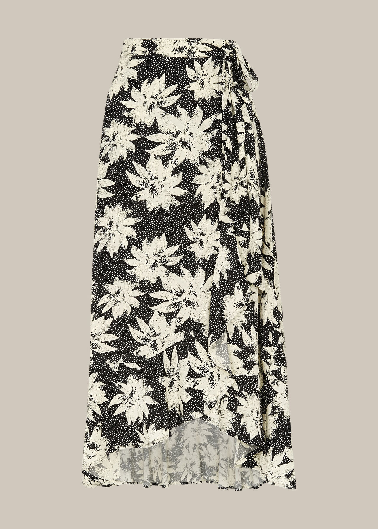 Starburst Floral Wrap Skirt Black/White