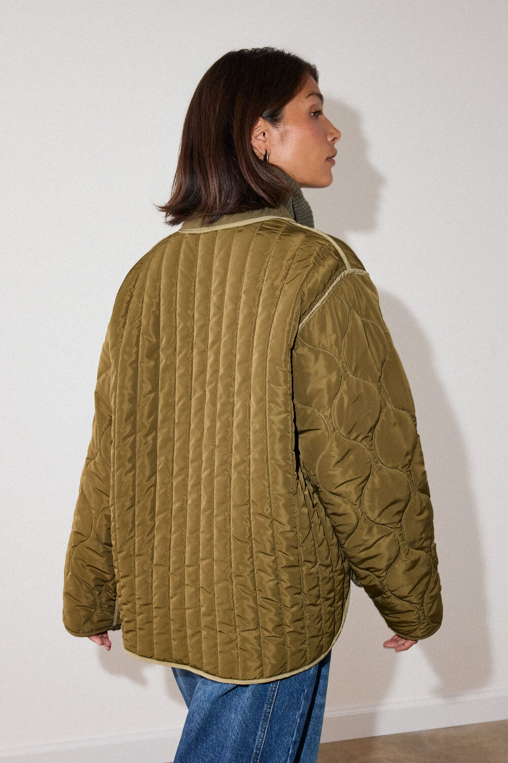 Khaki Reversible Quilted Coat