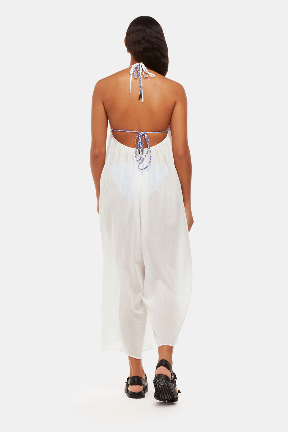 White Halterneck Swim Jumpsuit