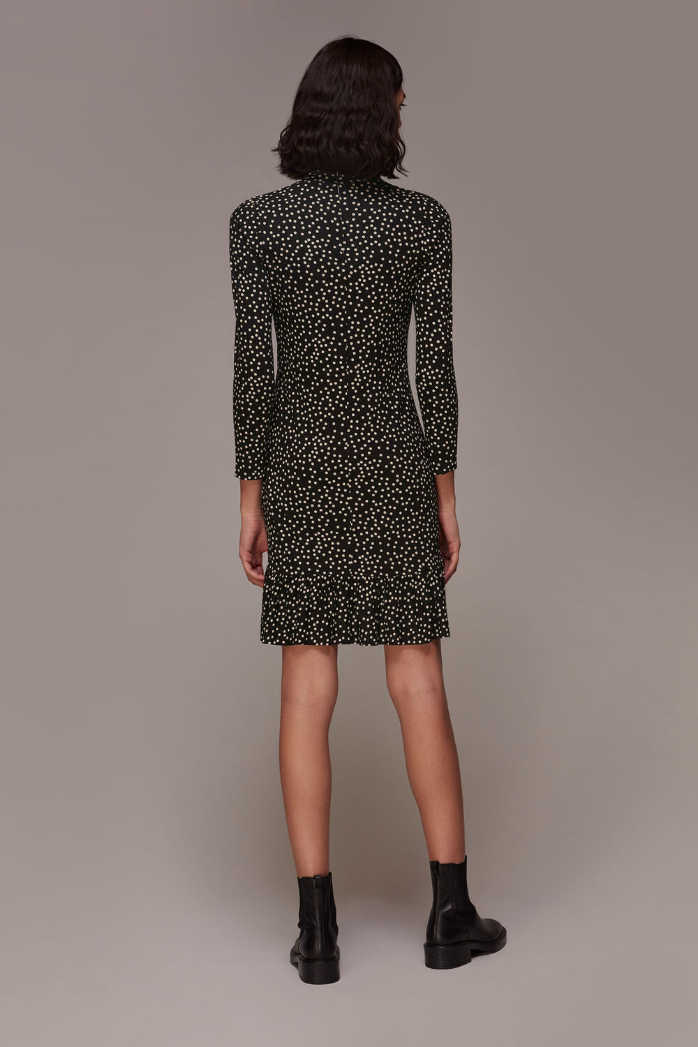 Black Irregular Spot Jersey Dress