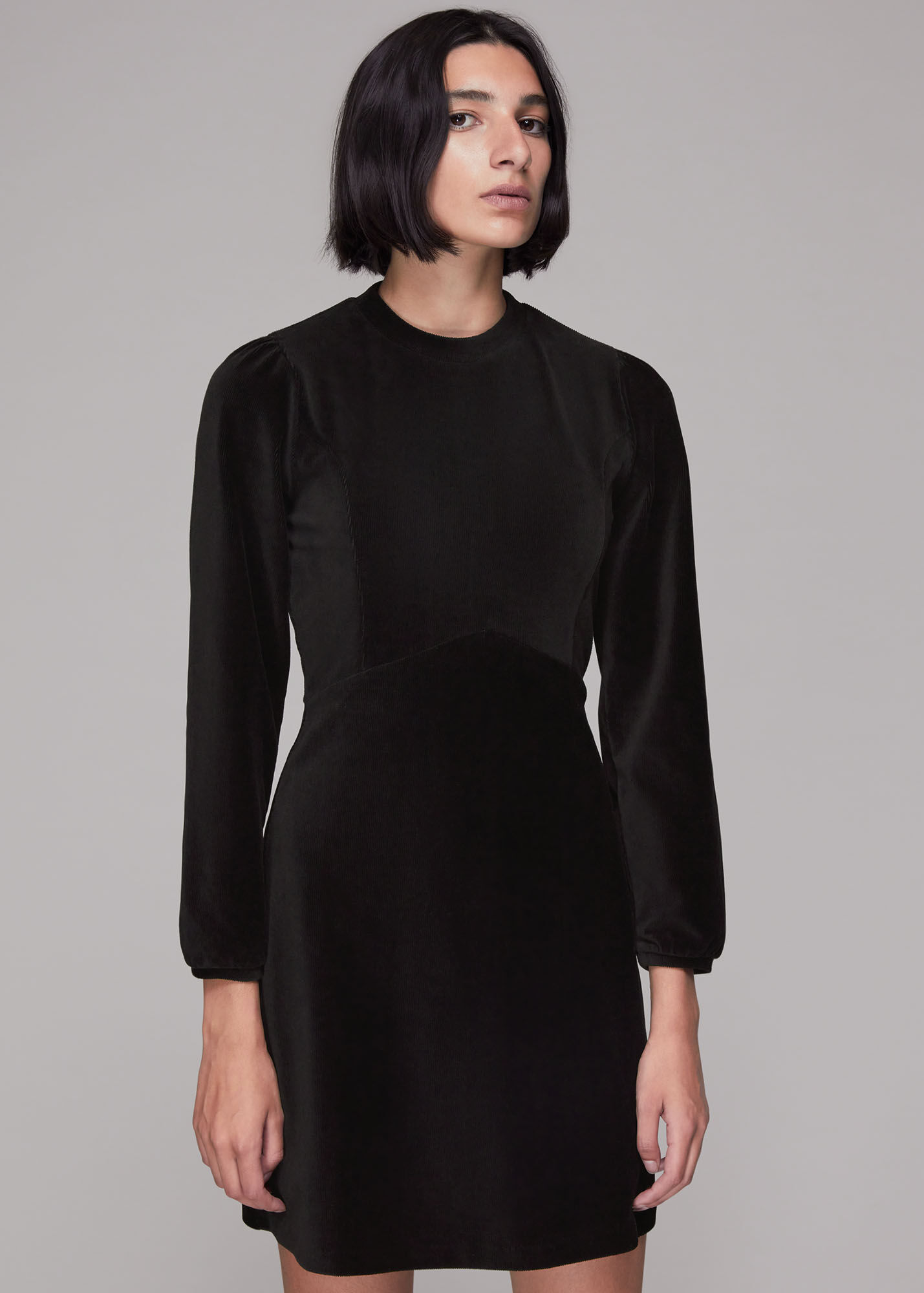 Black Cord Velvet Jersey Dress | WHISTLES
