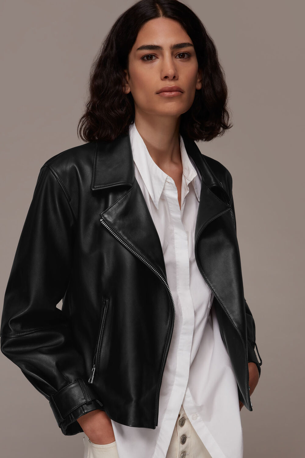 Black Ellis Balloon Sleeve Biker