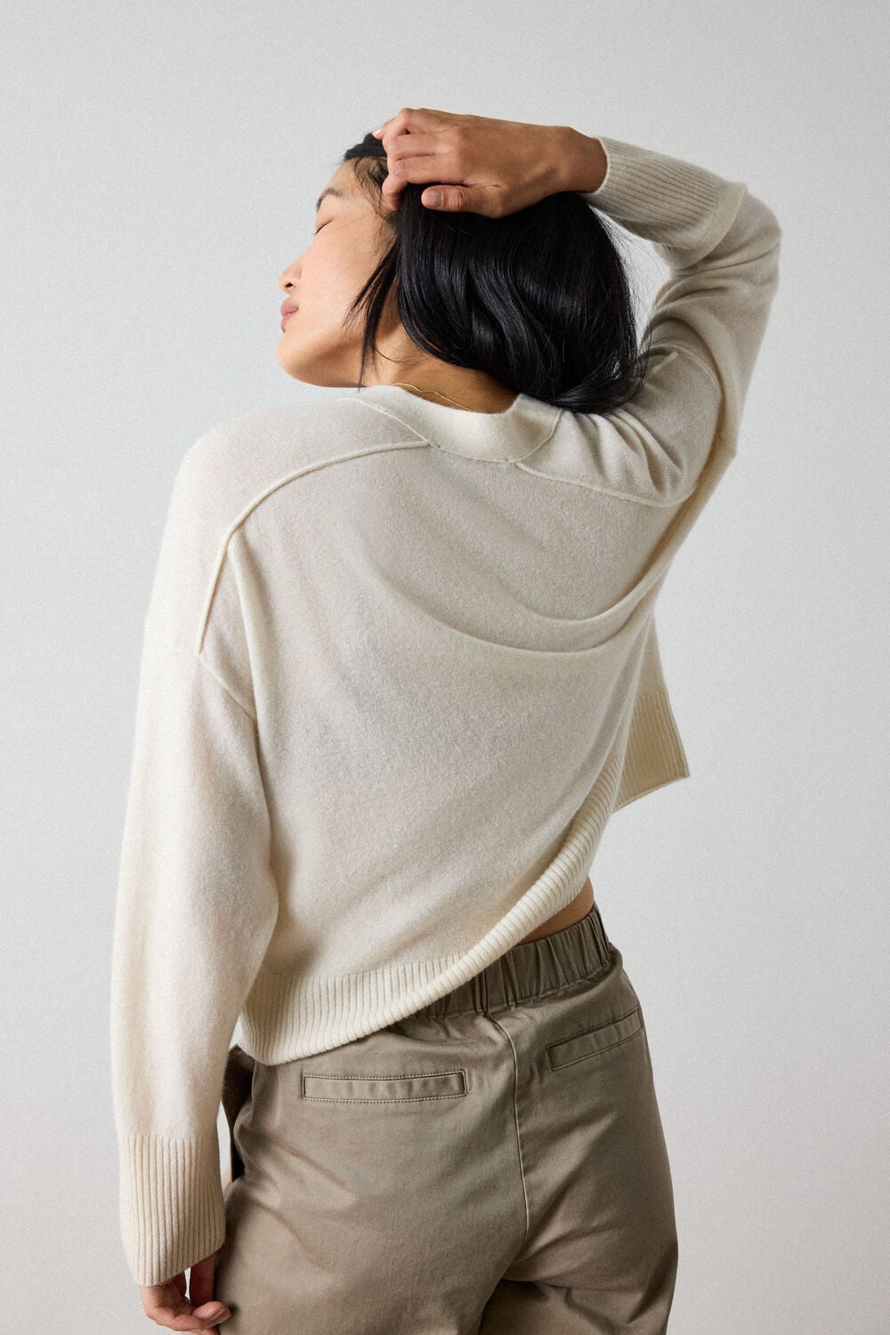 Ivory Cashmere Button Cardigan
