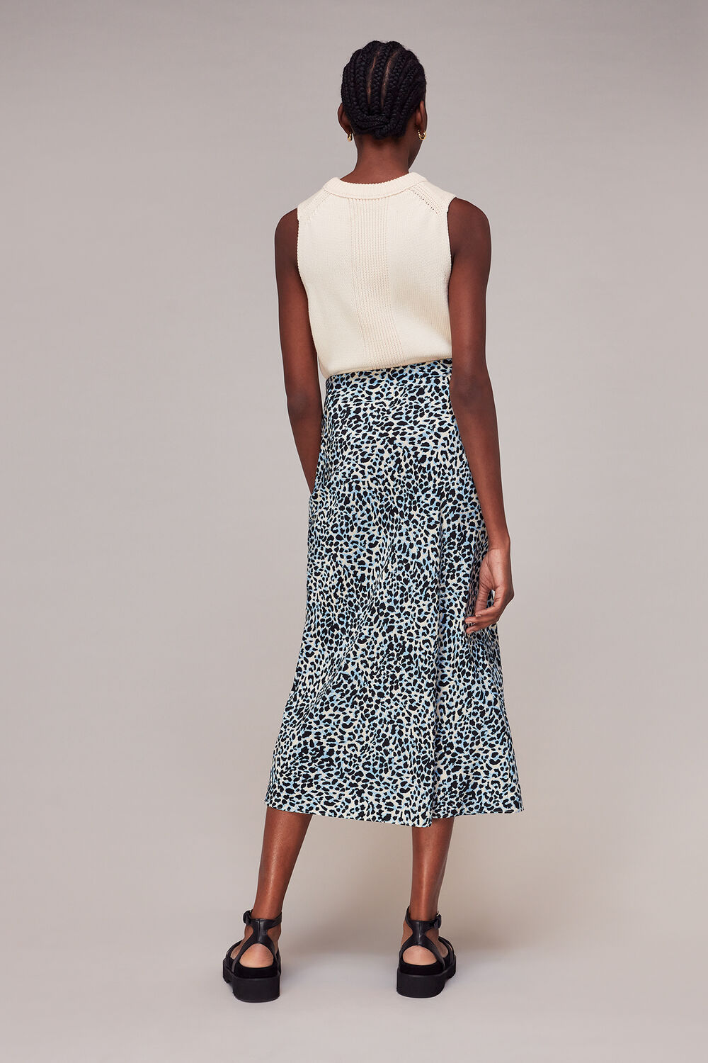 Abstract Cheetah Silk Skirt