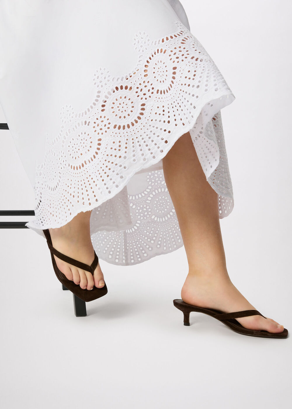Broderie Cotton Midi Skirt