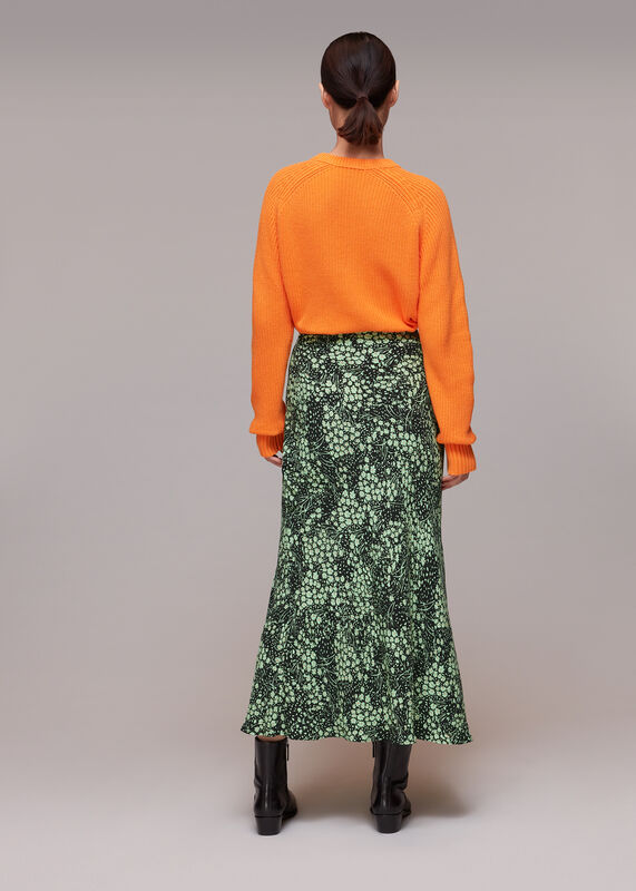 Green Daisy Meadow Bias Cut Skirt