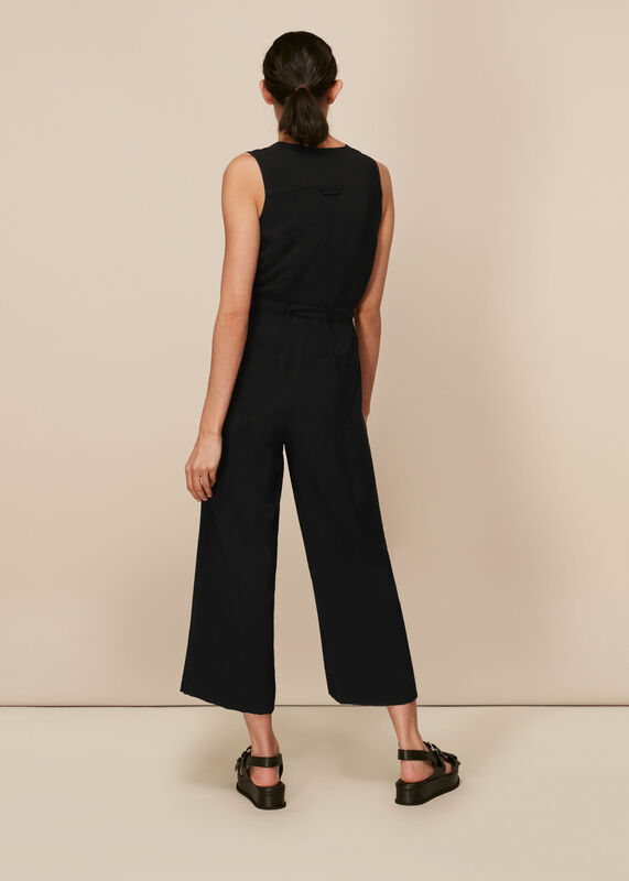 Black Corey Zip Casual Jumpsuit