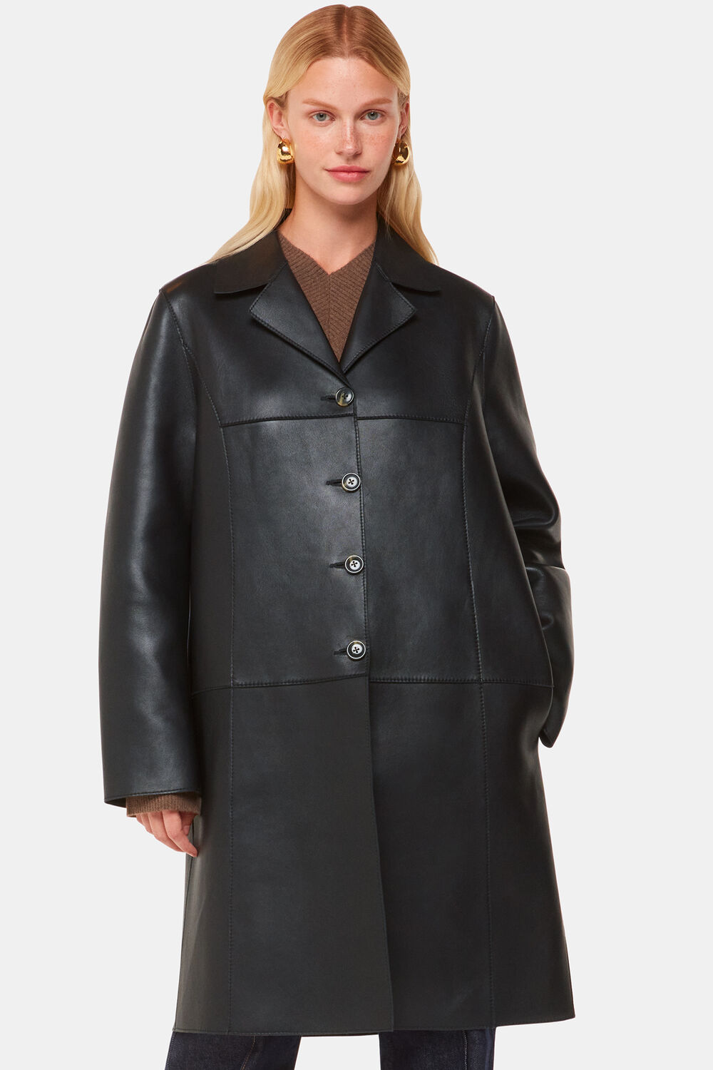 Black Gemma Bonded Leather Coat