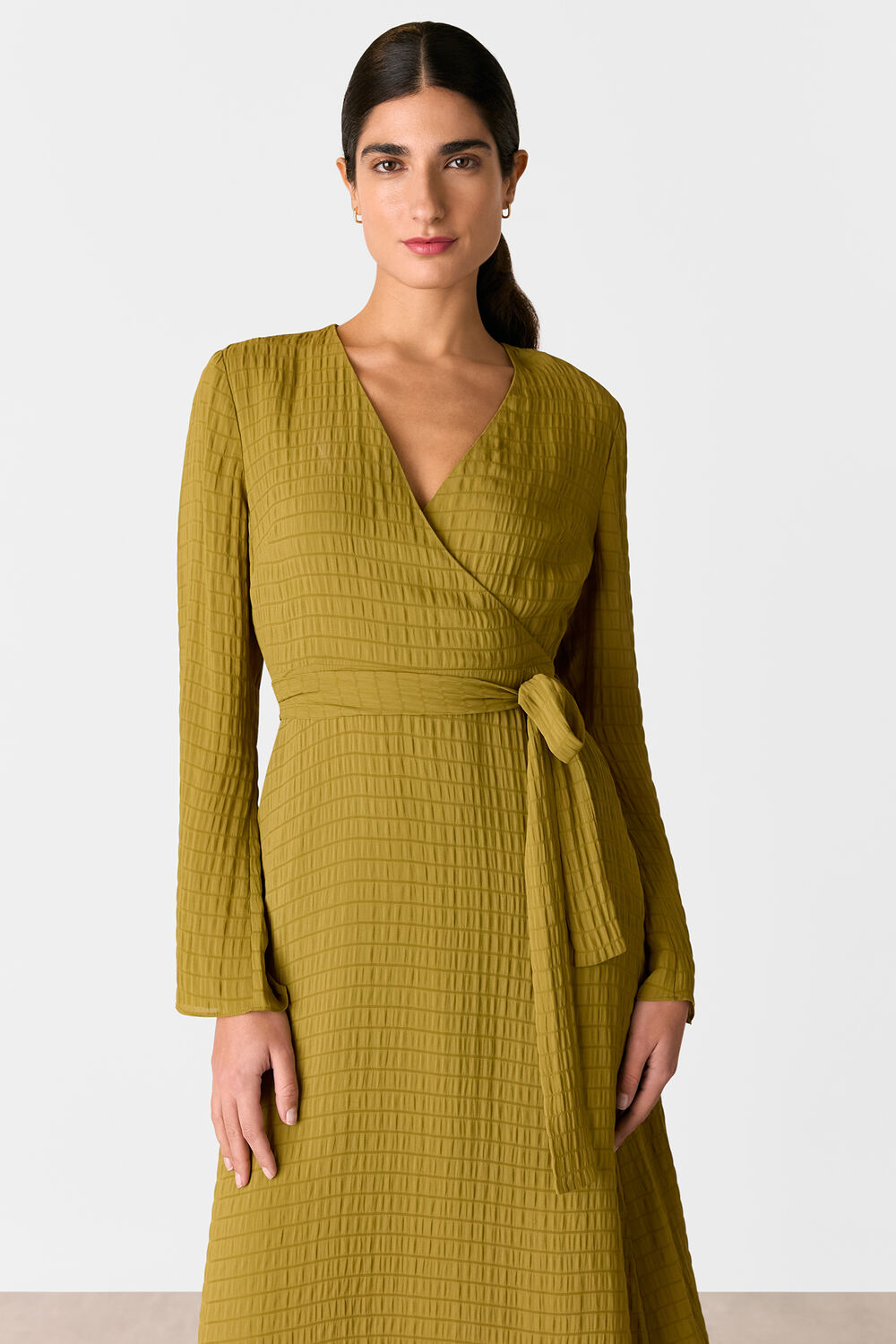 Olive Alex Textured Wrap Midi Dress
