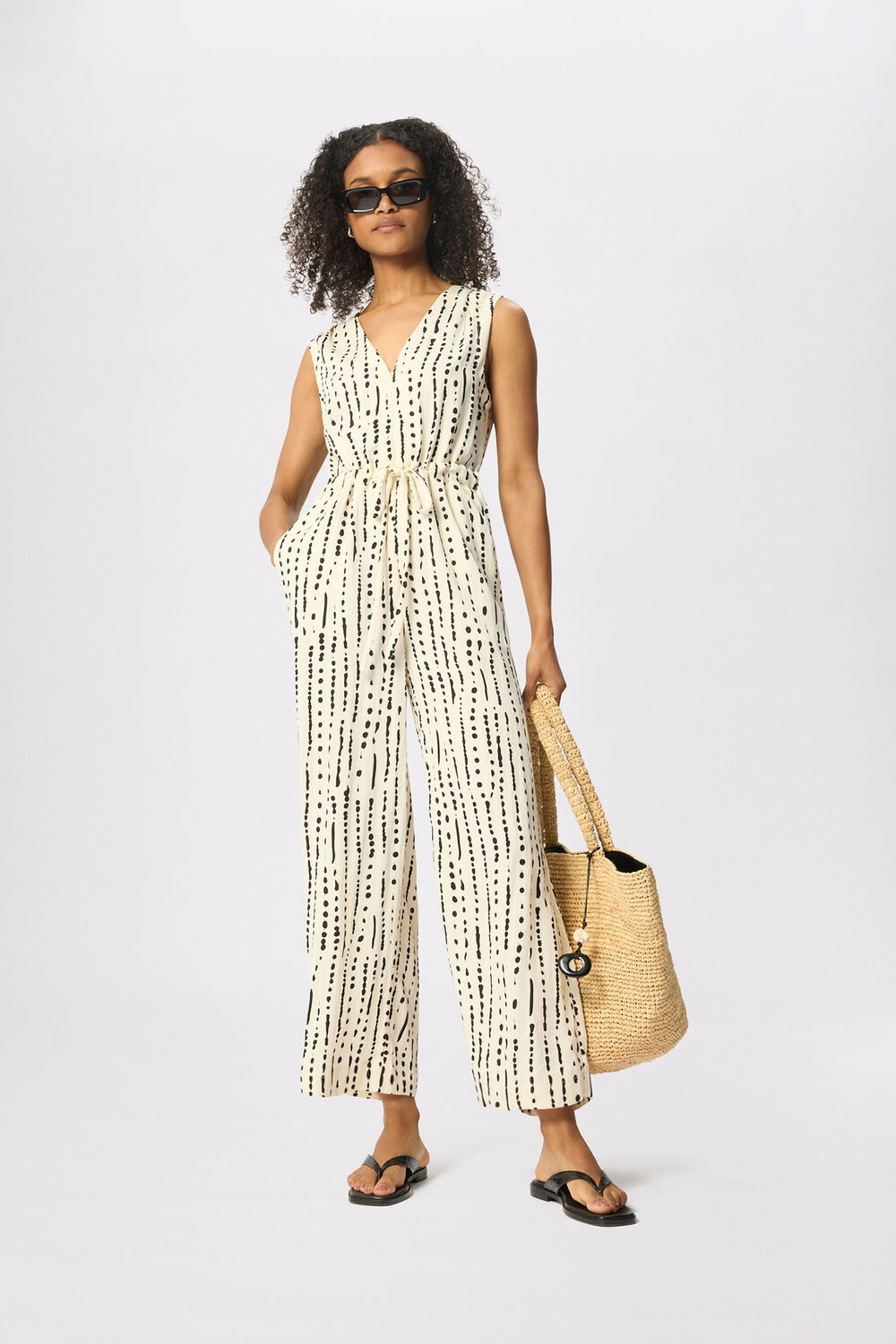 Ivory Dashed Spot Jumpsuit