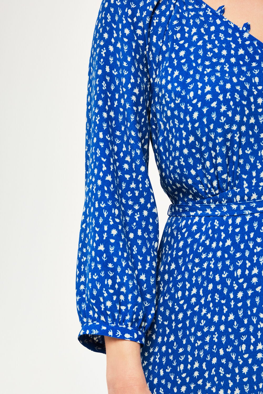 Petite Micro Cactus Print Midi Dress