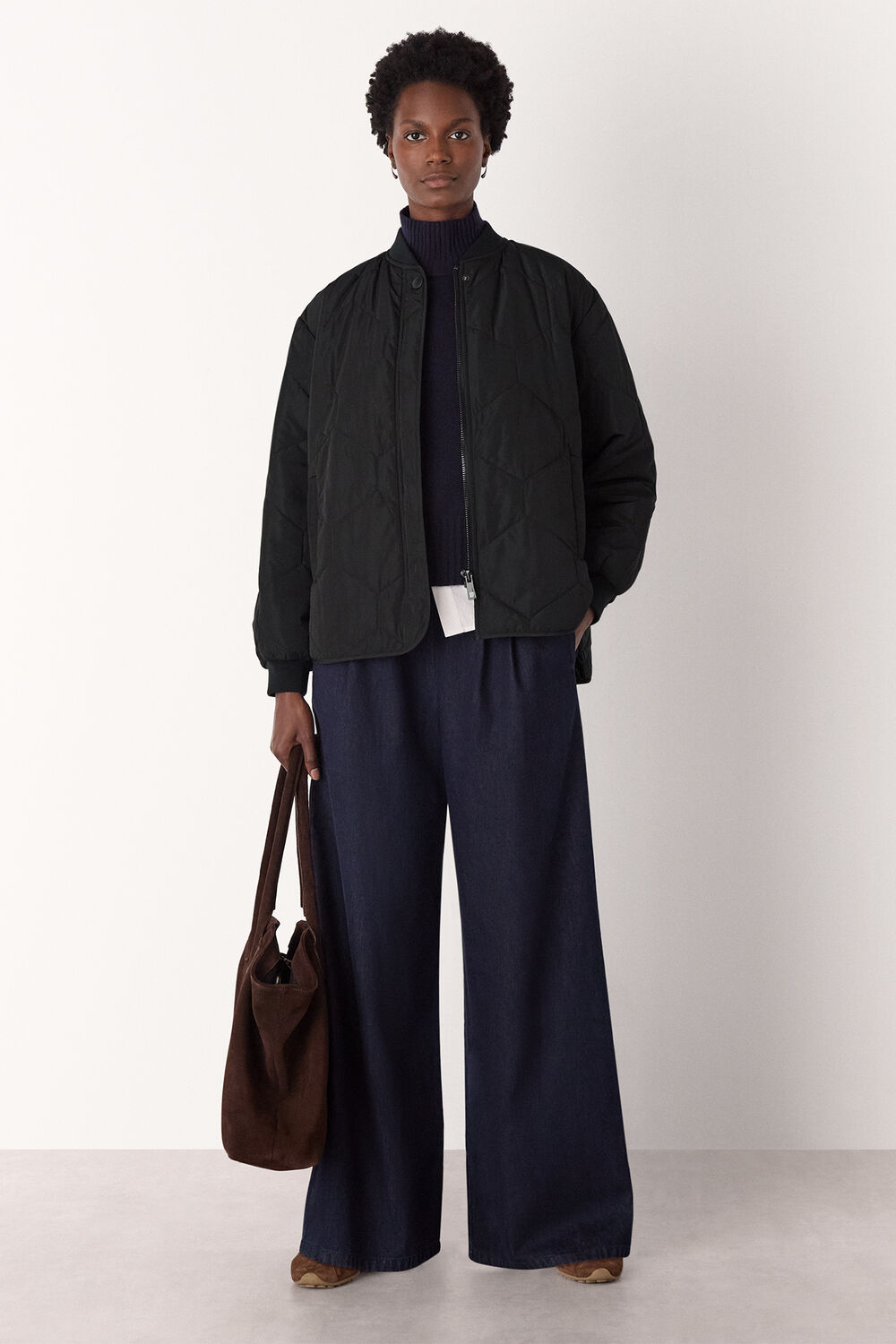 Black Ida Short Quilted Coat