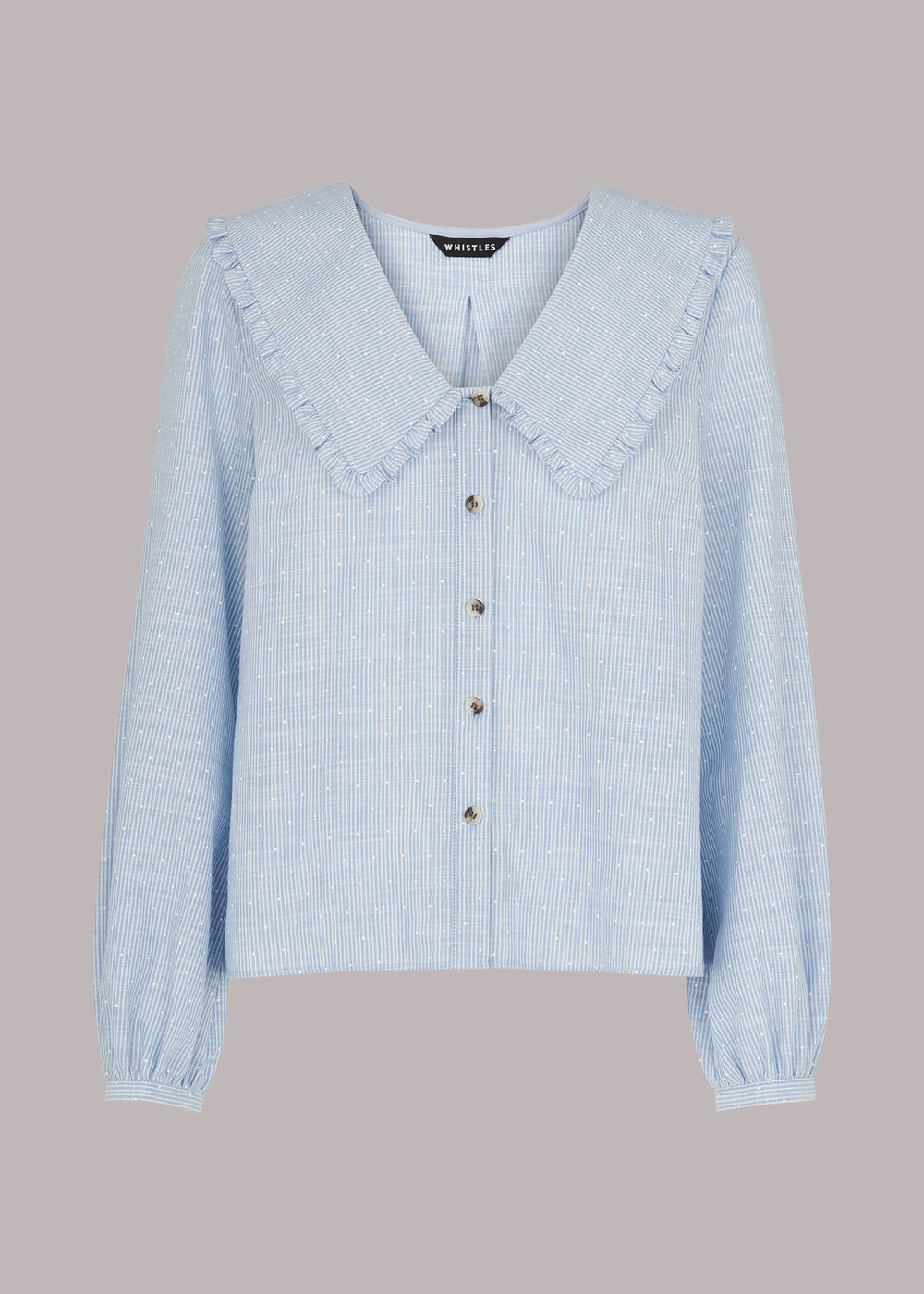 Stripe Spot Collar Detail Top