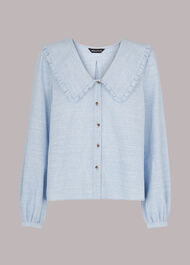 Stripe Spot Collar Detail Top