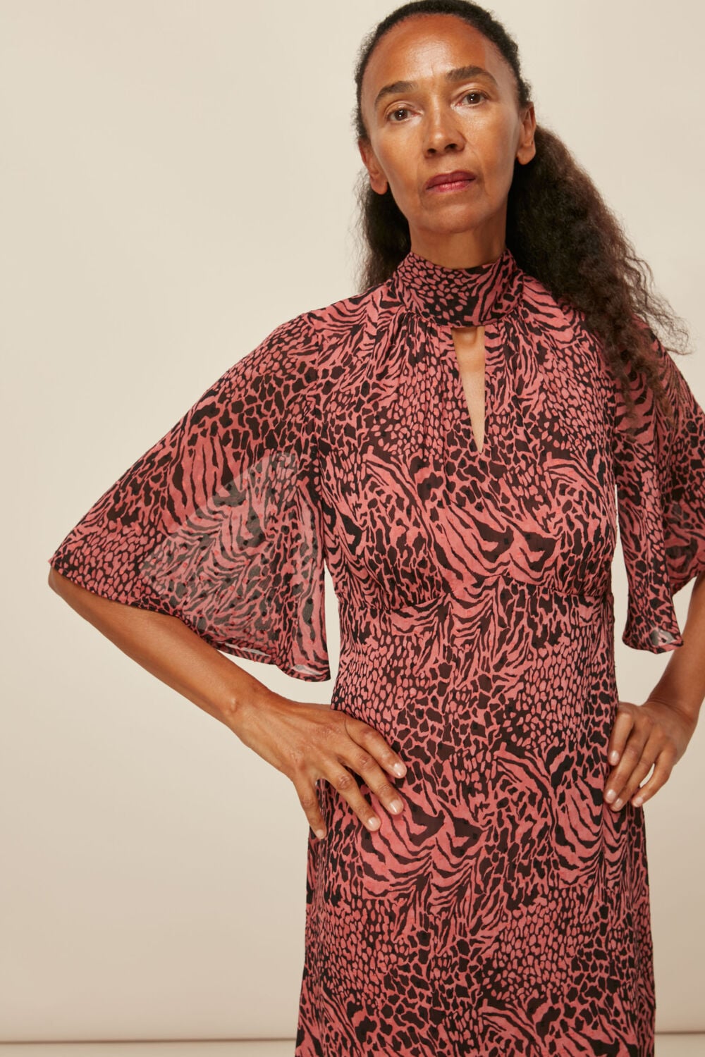 Desert Zebra Print Midi Dress