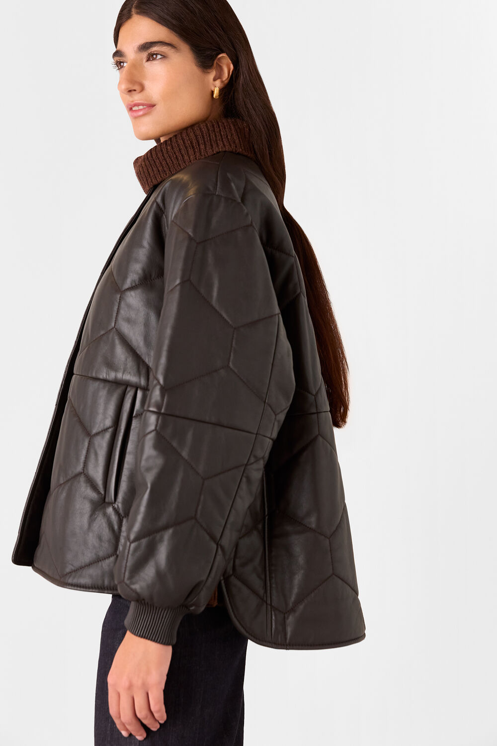 Burgundy Cleo Leather Quilted Jacket