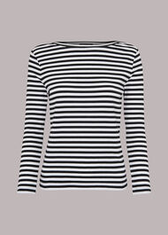 Boat Neck Ribbed Stripe Top