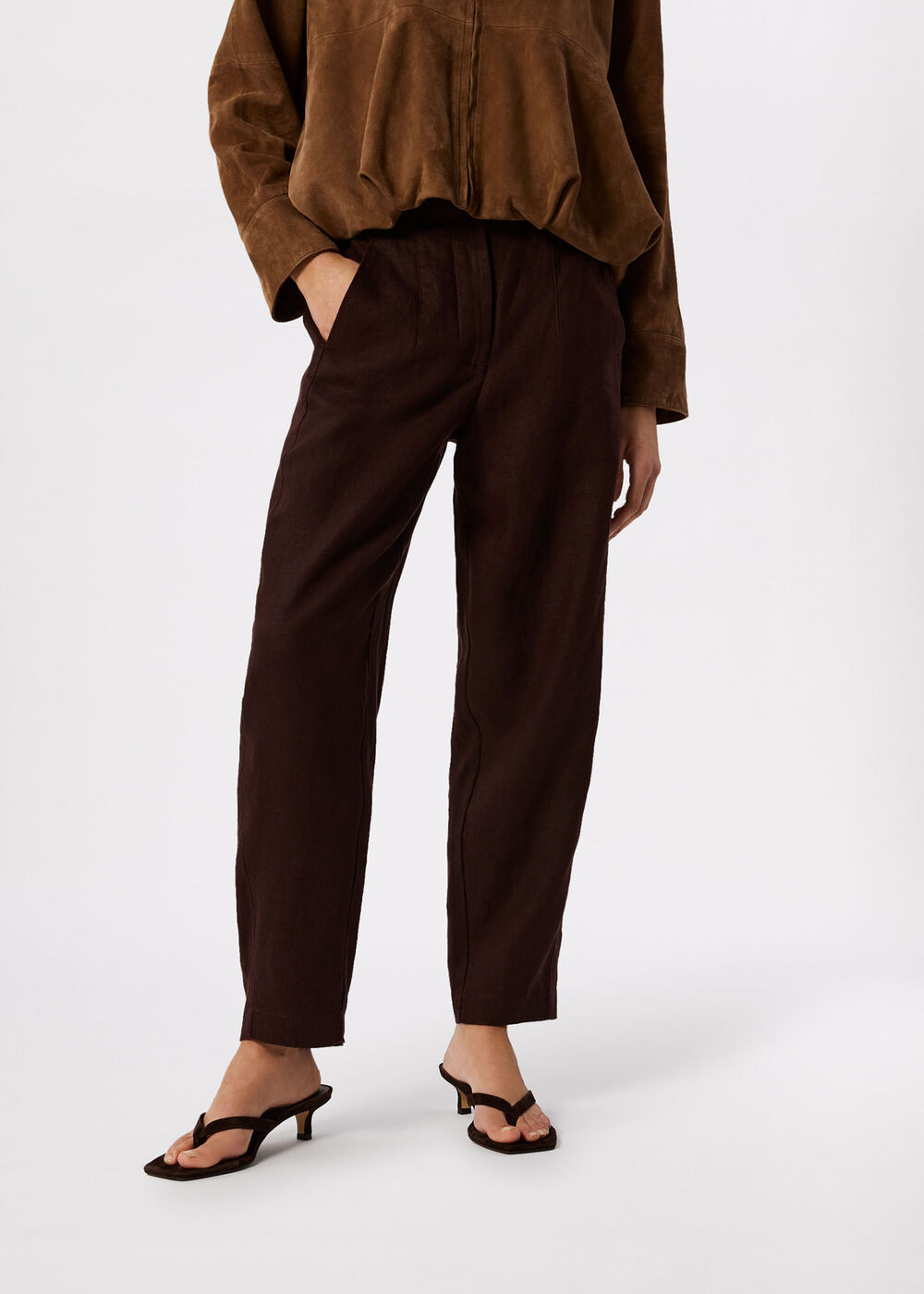 Linen Barrel Leg Trouser