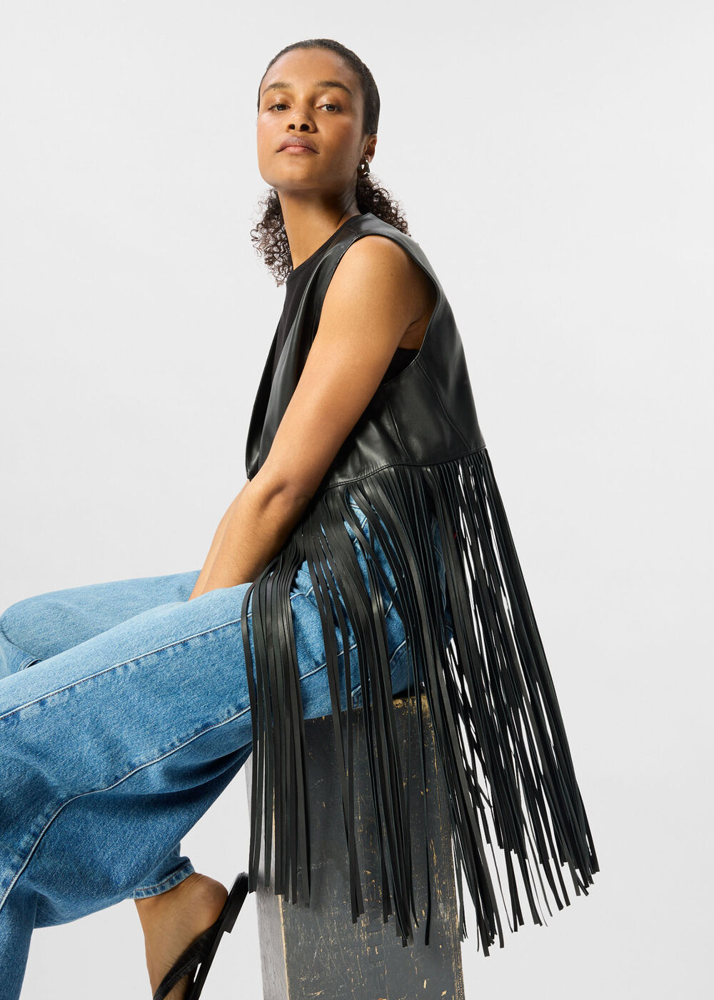 Rei Leather Fringed Waistcoat