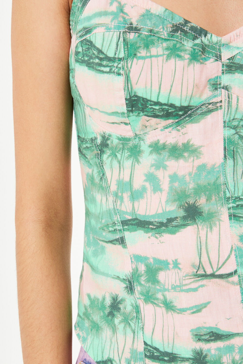 Pink Waving Palms Bustier Top