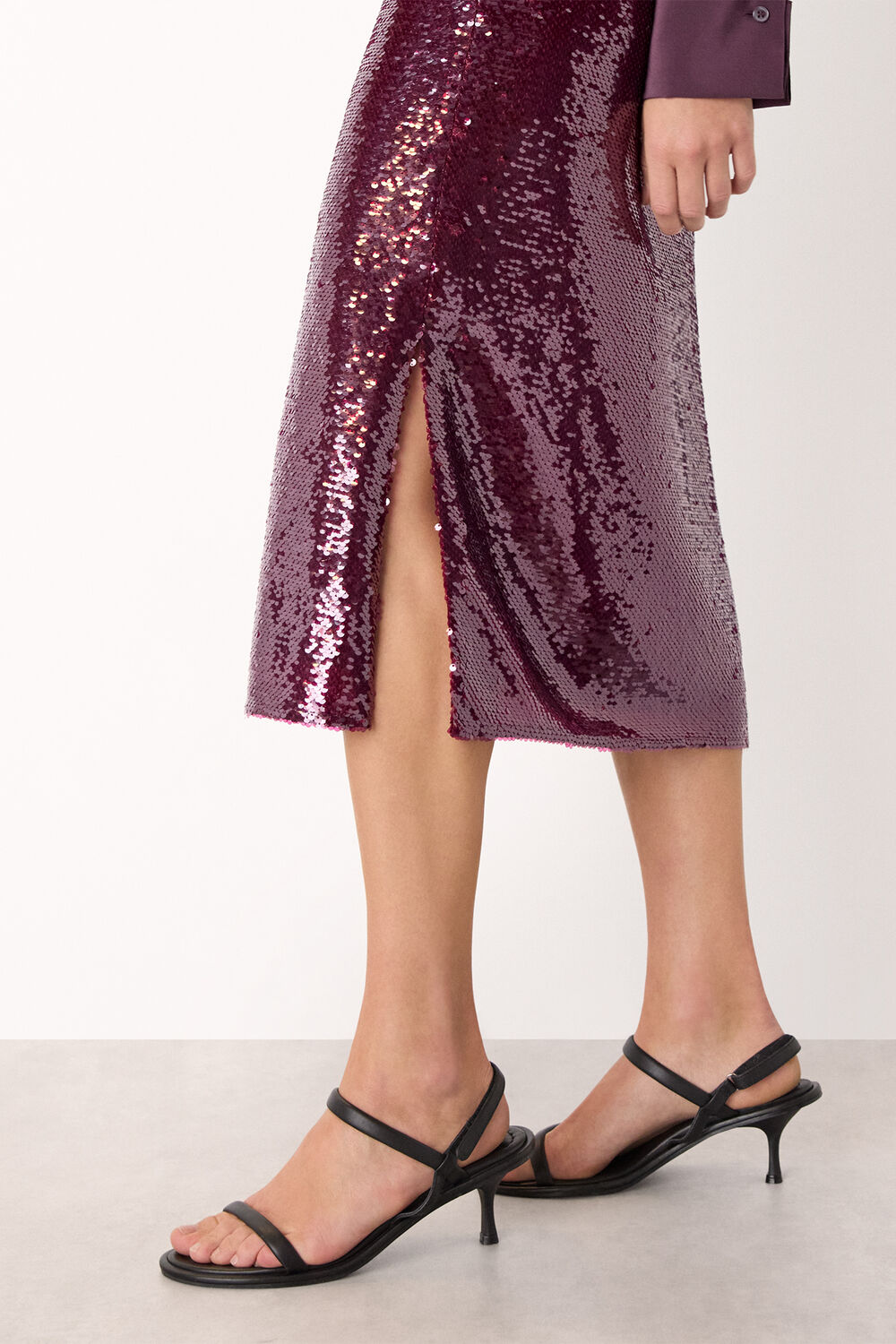 Merlot Sequin Midi Skirt