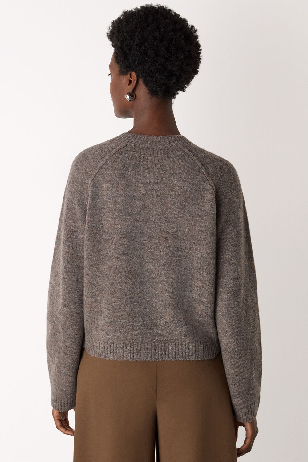 Wool Mix Crew Cardigan